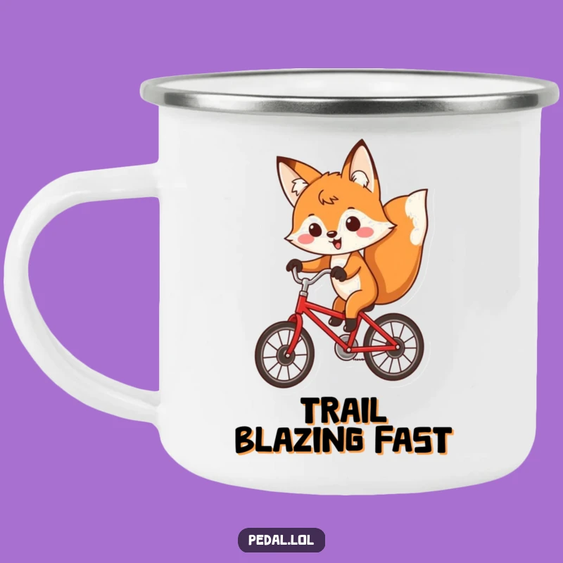 Funny Fox Camp Mug: Determined Cyclist's Outdoor Funny Gift