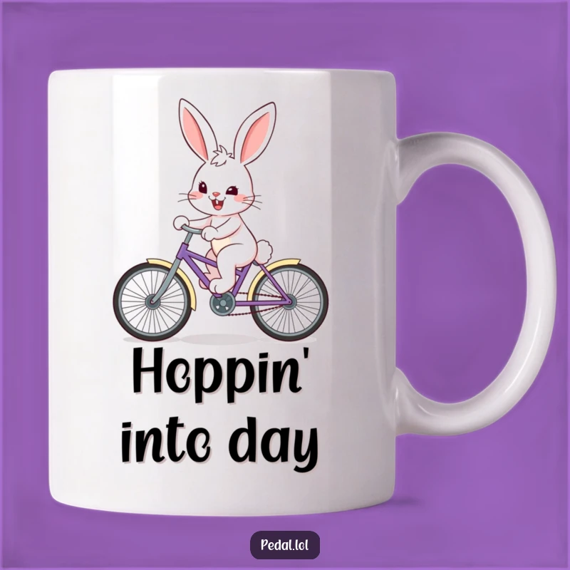 Funny Bunny Mug: Determined Cyclist Bunny with Grin, Perfect Cute Animal Gift
