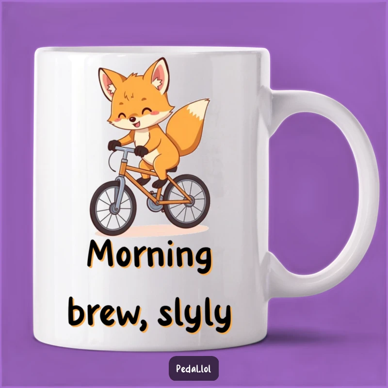 Funny Fox Cub Bike Mug: Enthusiastic Rider is a Clever and Funny Gift