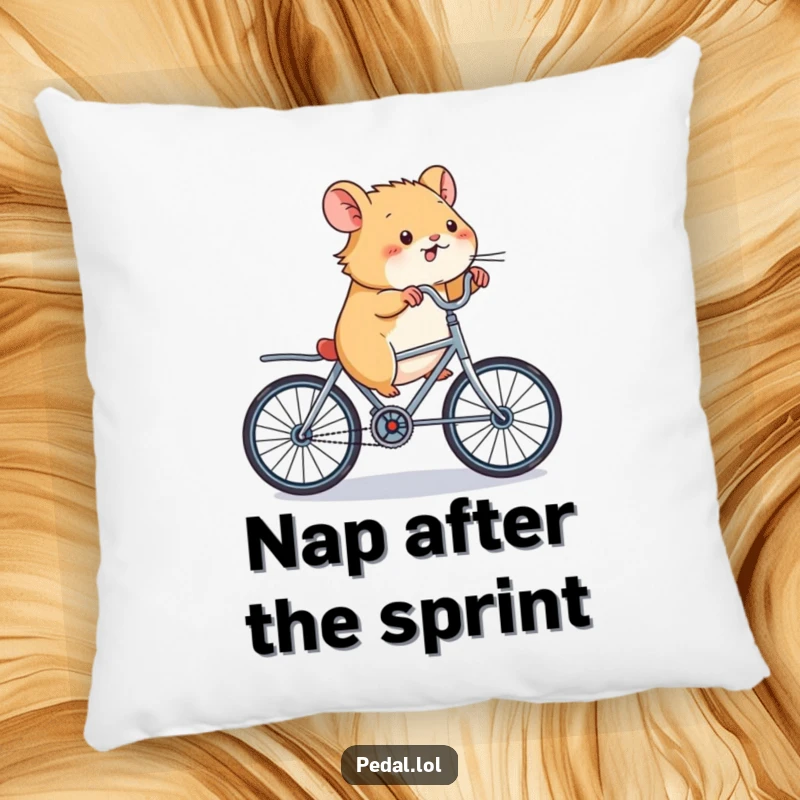 Funny Hamster Bicycle Pillow: A soft pillow showing a hamster pedaling a small bike with hilarious intensity, perfect for a funny gift.