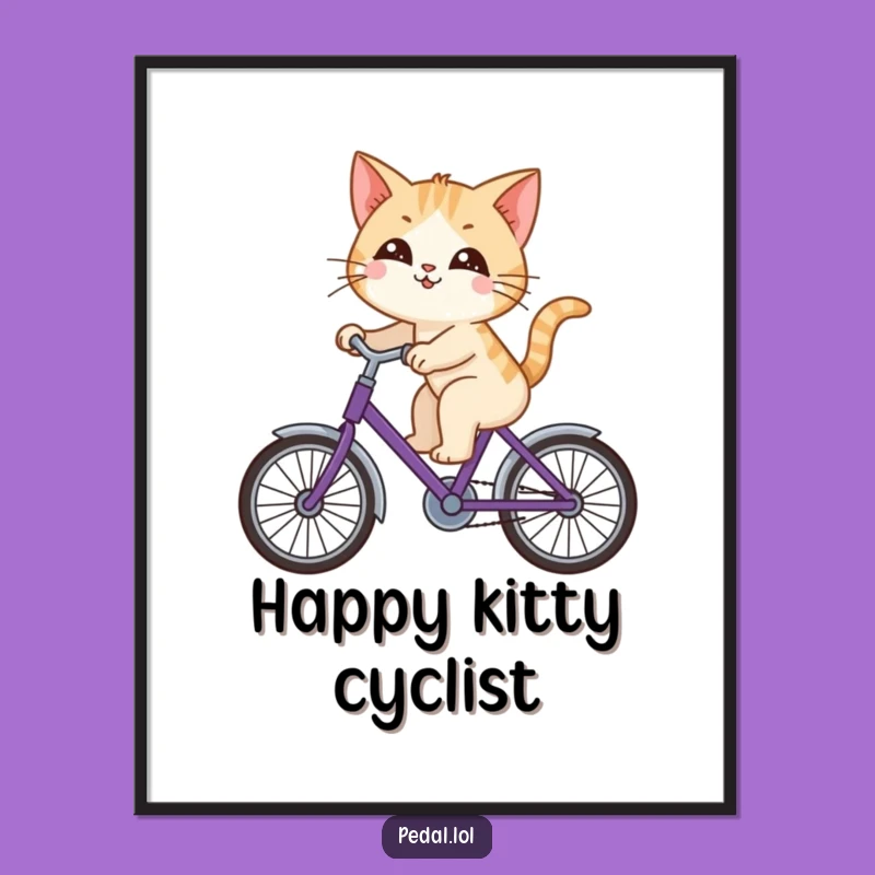 Funny Cat Bicycle Digital Art: Curious Rider's Printable Humor