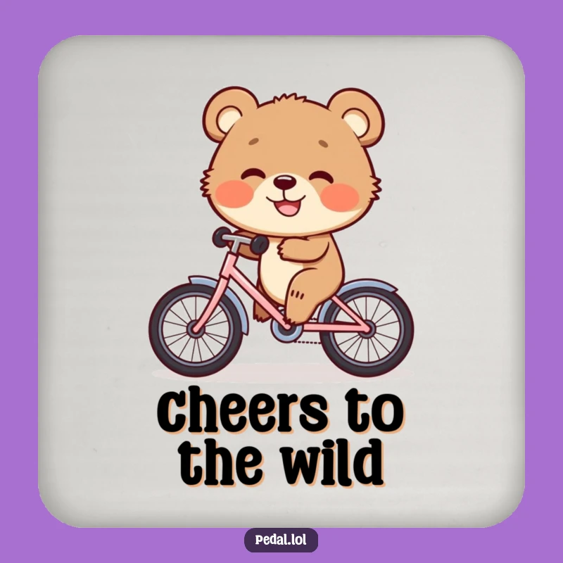 Funny Bear Cub Coasters: Set of Happy Cub Bike Designs - Protect Surfaces with Funny Flair