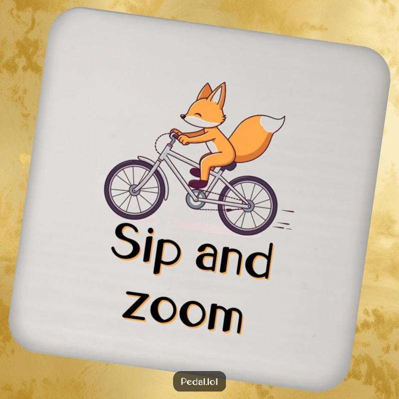 Funny Fox Bicycle Coasters: A set of coasters featuring a swift fox on a bike, offering protection and a funny gift.