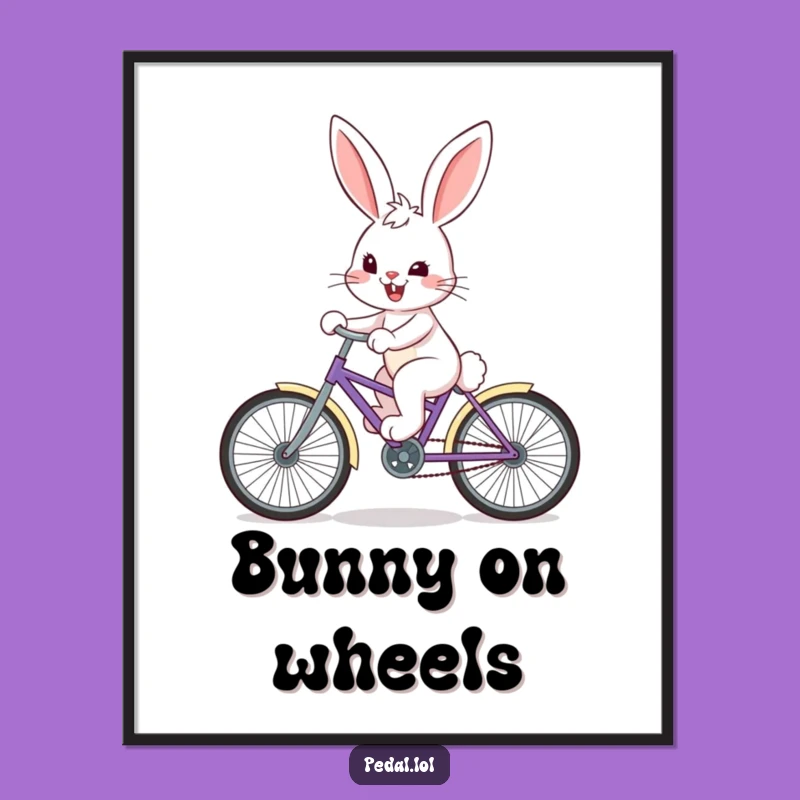 Funny Bunny Poster: Determined Cyclist Bunny Art, Perfect Cute Animal Wall Decor