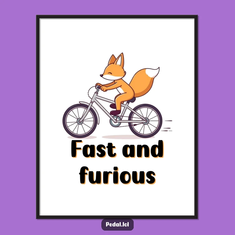 Funny Fox Bicycle Race Poster: Vibrant, Humorous Wall Art for a Hilarious Gift