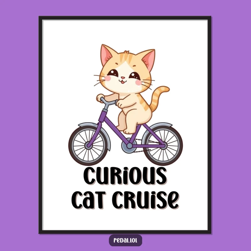 Funny Cat Bicycle Poster: Whimsical Art for Curious Minds