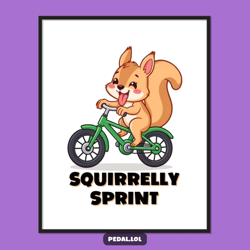 Funny Squirrel Bicycle Poster: Whimsical Art for Playful Souls