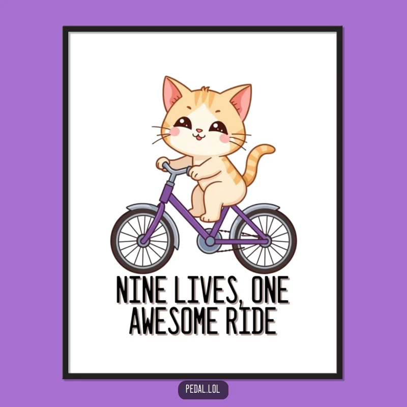 Free Printable Wall Art: Funny Cat Bicycle Rider Humorous Downloadable Decor