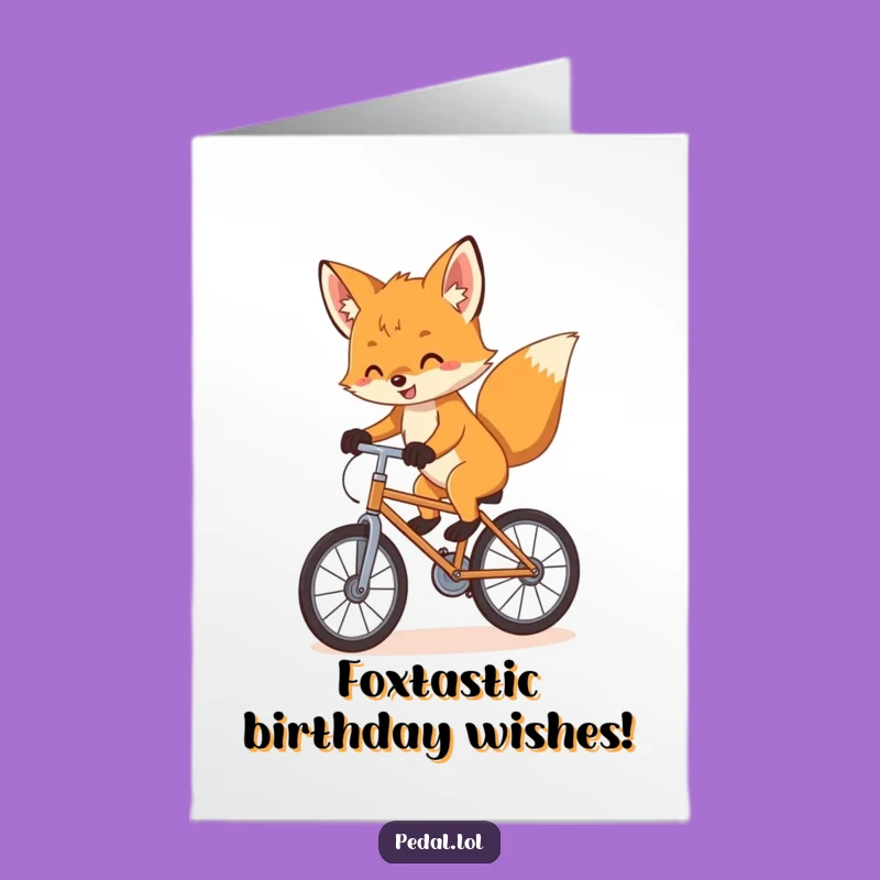 Free Printable Funny Fox Birthday Card - Cub Bike Balance Downloadable Gift