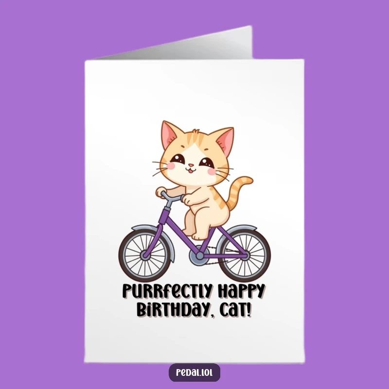 Free Printable Cat Birthday Card: Funny Bicycle Rider Downloadable Gift
