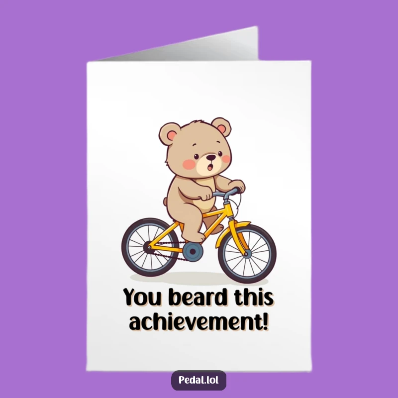 Free Printable Bear Congrats Card: Funny Uphill Bike Rider Gift