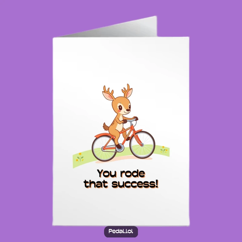 Free Printable Congrats Card: Deer's Determined Bike Ride Success Downloadable