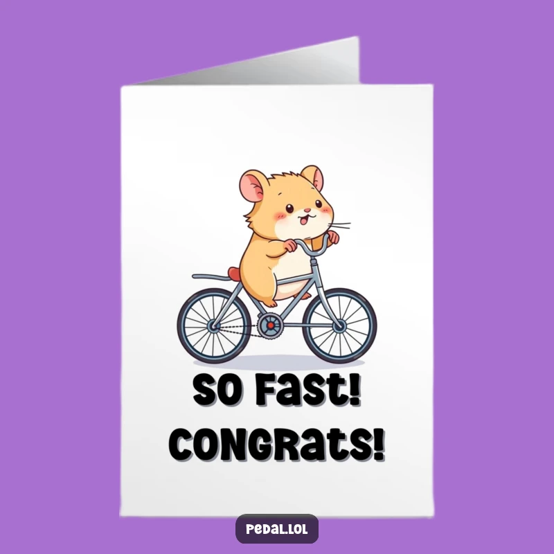 Free Printable Hamster Bike Card: Funny Congrats Downloadable Gift for Speed