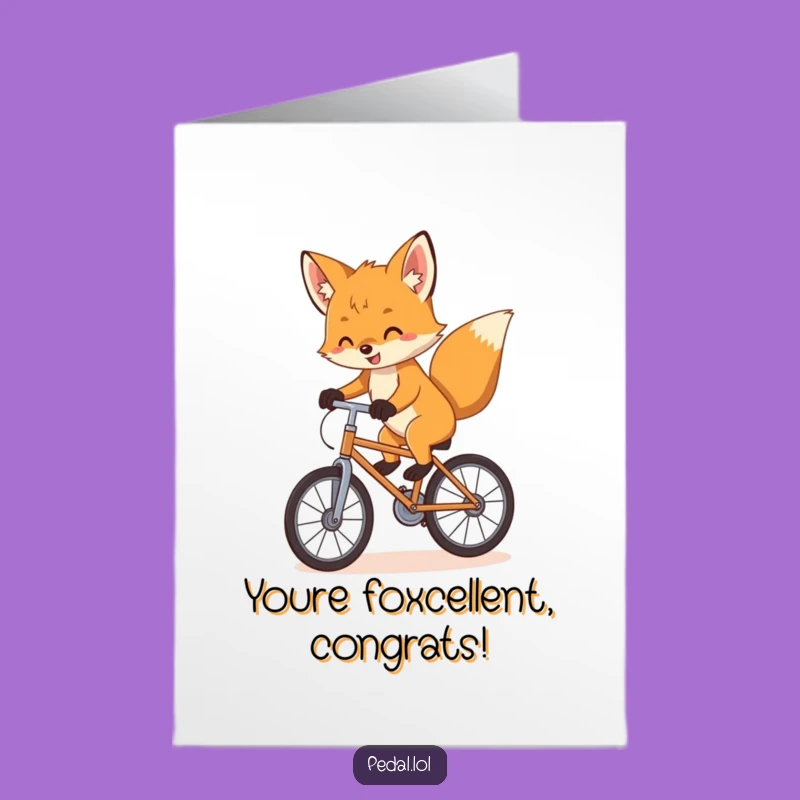 Free Printable Witty Fox Congratulations Card - Cub Bike Balance Downloadable Gift