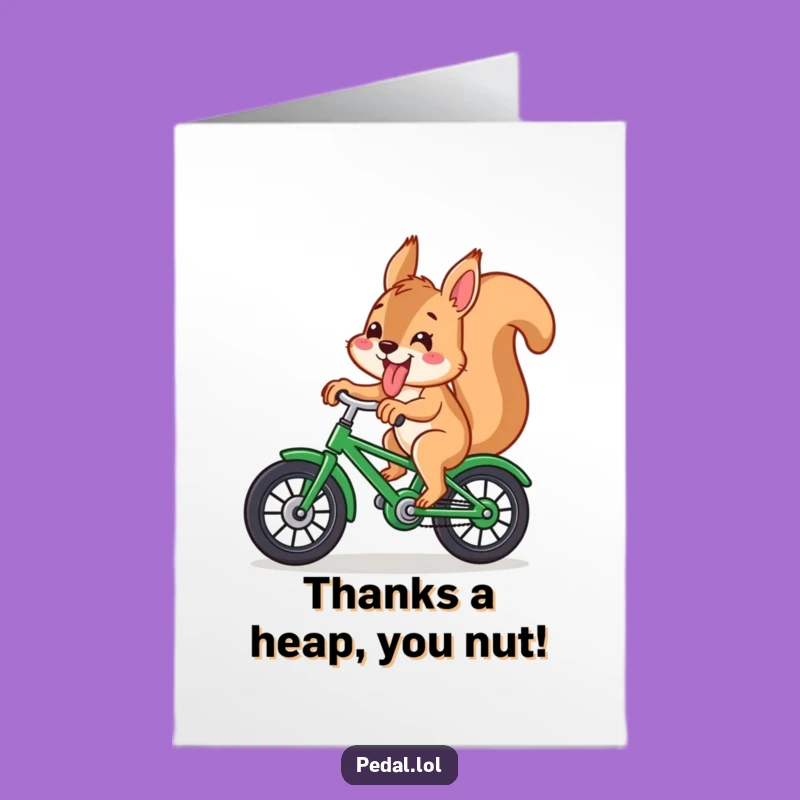 Free Printable Squirrel Thank You Card: Funny Bike Rider Downloadable Gift