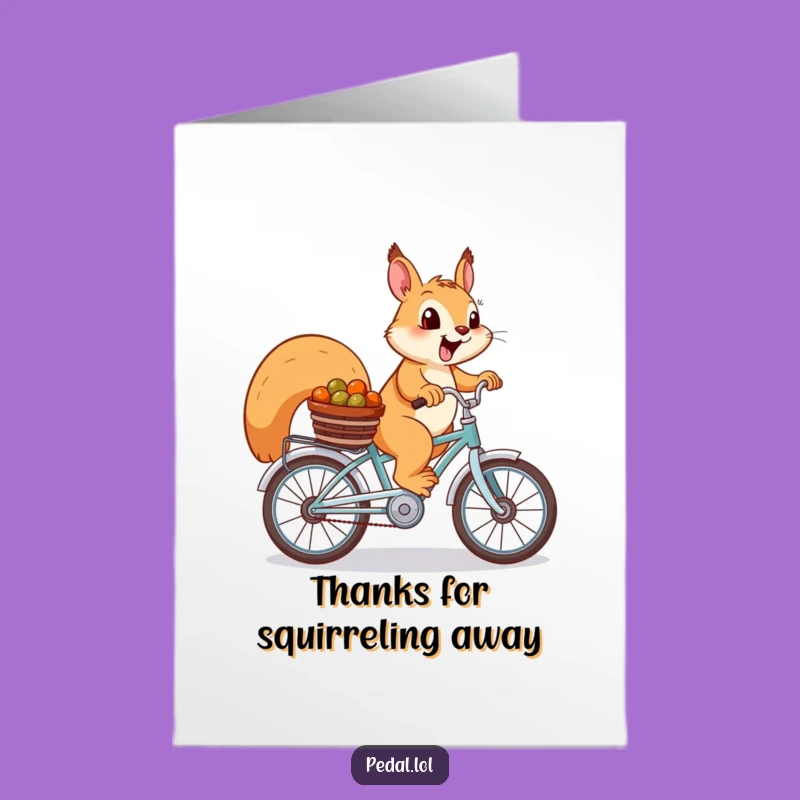Free Printable Thank You Card: Squirrel Rider Expresses Gratitude with Nuts