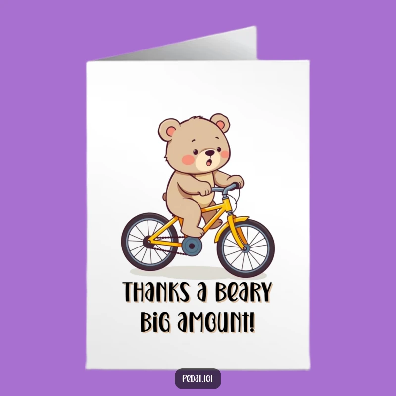 Free Printable Bear Thank You Card: Funny Bike Rider Downloadable Gift