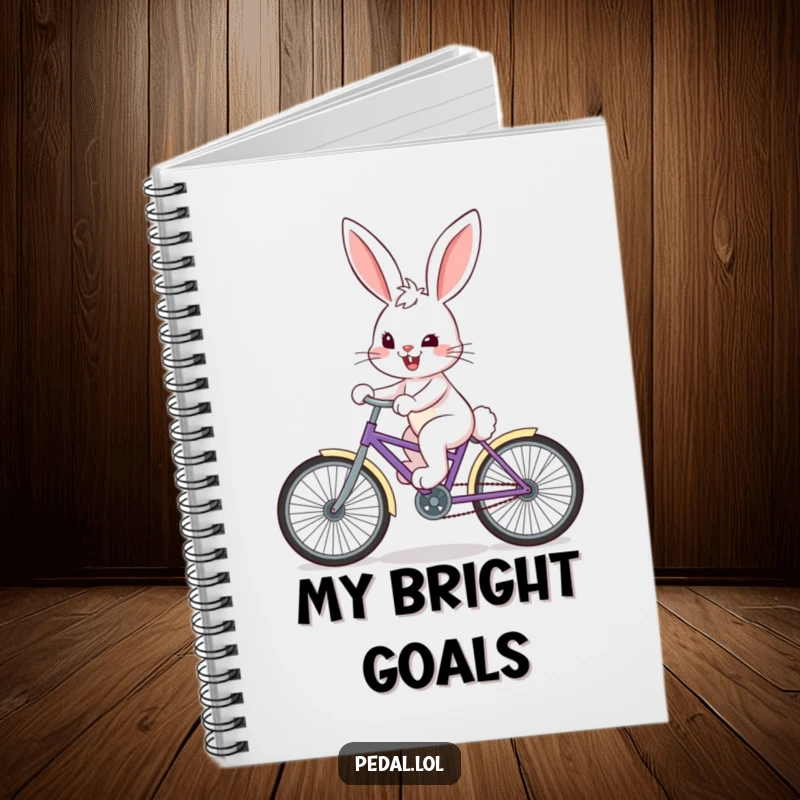 Funny Bunny Notebook: A happy bunny on a bike with a determined grin, ideal for jotting down ideas.