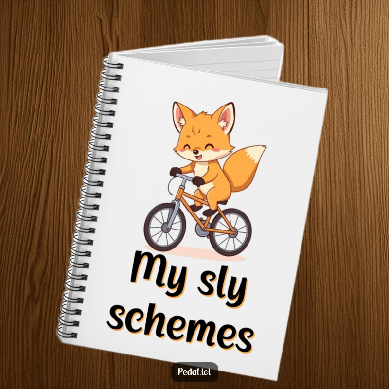 Funny Notebook: A playful fox cub balances with enthusiasm on a bike across the cover, inspiring witty and adventurous notes.
