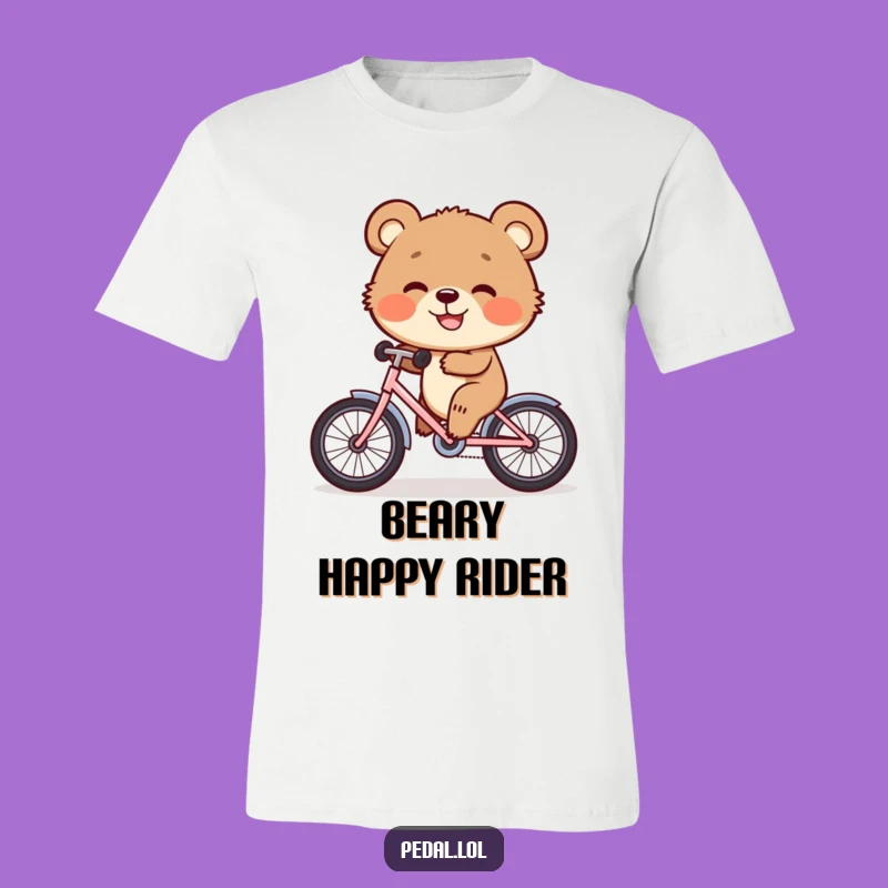 Funny Bear Cub Bike Tee: Joyful Cub's Ride Makes a Whimsical Funny Gift