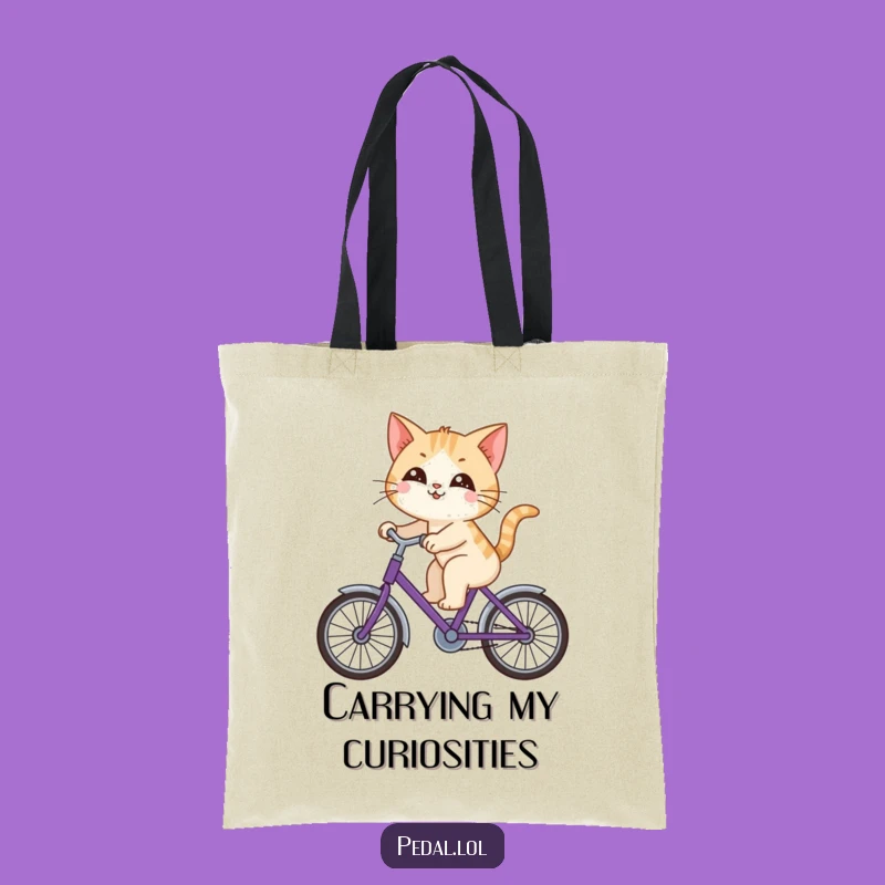 Funny Cat Bicycle Tote Bag: Carry Your Curiosity Everywhere!