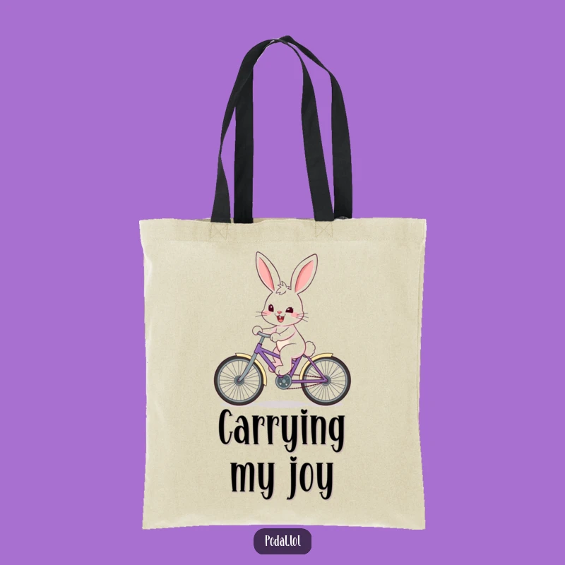 Funny Bunny Tote Bag: Chic Cycling Bunny Print, Perfect Cute Animal Shopping Bag